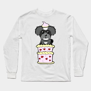 Schnauzer dog Jumping out of a cake Long Sleeve T-Shirt